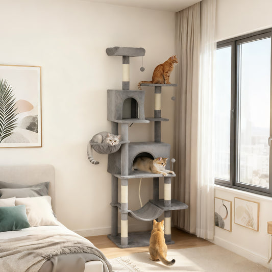80 inch multi-level cat tree tower in dark gray